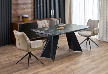 Moderní jídelní stůl s rozkladem Halmar ARMANI stůl rozkládací, černý mramor černý (2p=1szt) (11)