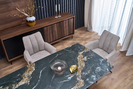 Moderní jídelní stůl s rozkladem Halmar ARMANI stůl rozkládací, černý mramor černý (2p=1szt) (12)