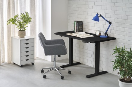 Psací stůl Halmar B54 psací stůl s nastavitelnou výškou, deska - černý, nohy - černý (2 Karton) (8)