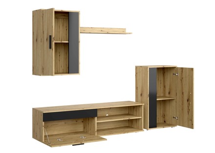 Obývací stěna Halmar BENSON sestava, barva: dub artisan - černý (2p=1szt) (1)