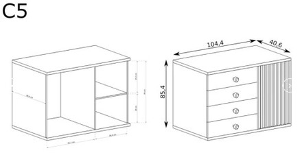 Komoda Halmar CALI komoda se zásuvkami, lamelami C5 artisan (2)