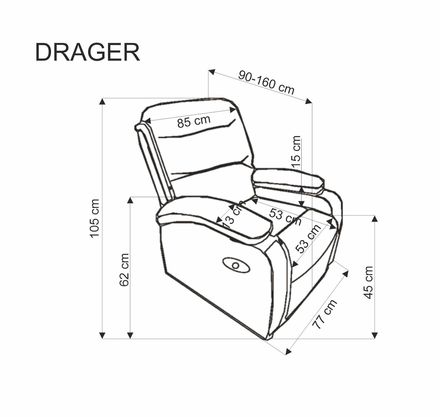Relaxační křeslo Halmar DRAGER lenoška černý (5)