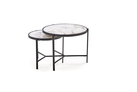 Konferenční stolek Halmar FATIMA sestava konferenčních stolků, bílý mramor černý (1p=1szt) (2)