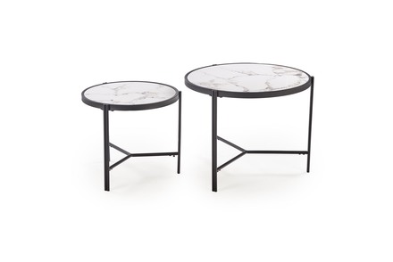 Konferenční stolek Halmar FATIMA sestava konferenčních stolků, bílý mramor černý (1p=1szt) (1)