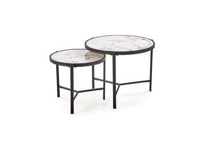 Konferenční stolek Halmar FATIMA sestava konferenčních stolků, bílý mramor černý (1p=1szt) (3)