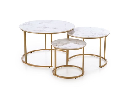 Konferenční stolek Halmar GILDA sestava 3 Koferenční stolek, bílý mramor zlatý (2)
