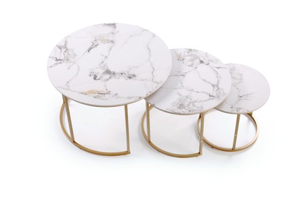 Konferenční stolek Halmar GILDA sestava 3 Koferenční stolek, bílý mramor zlatý (4)