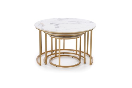 Konferenční stolek Halmar GILDA sestava 3 Koferenční stolek, bílý mramor zlatý (5)