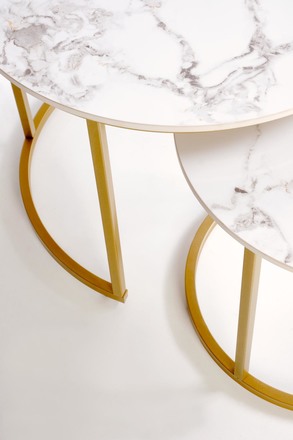 Konferenční stolek Halmar GILDA sestava 3 Koferenční stolek, bílý mramor zlatý (6)