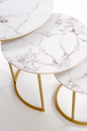 Konferenční stolek Halmar GILDA sestava 3 Koferenční stolek, bílý mramor zlatý (7)