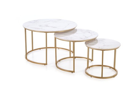 Konferenční stolek Halmar GILDA sestava 3 Koferenční stolek, bílý mramor zlatý (1)