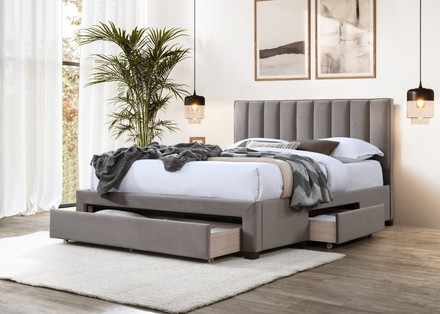 Čalouněná postel Halmar GRACE 160 lůžko ze zásuvkami béžová samet (3p=1szt) (3)