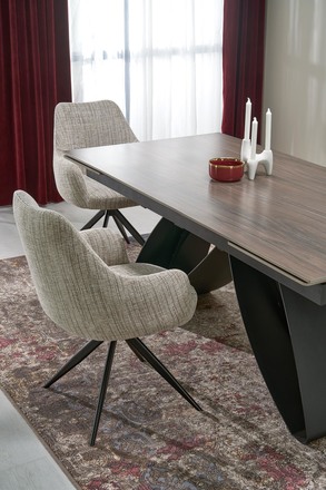 Moderní jídelní stůl s rozkladem Halmar HILARIO stůl rozkládací, deska - ořech, nohy - černý (3p=1szt) (2)