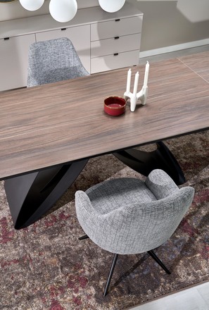 Moderní jídelní stůl s rozkladem Halmar HILARIO stůl rozkládací, deska - ořech, nohy - černý (3p=1szt) (3)