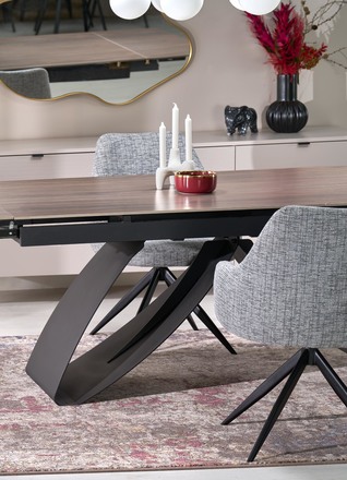 Moderní jídelní stůl s rozkladem Halmar HILARIO stůl rozkládací, deska - ořech, nohy - černý (3p=1szt) (4)