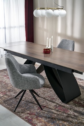 Moderní jídelní stůl s rozkladem Halmar HILARIO stůl rozkládací, deska - ořech, nohy - černý (3p=1szt) (5)