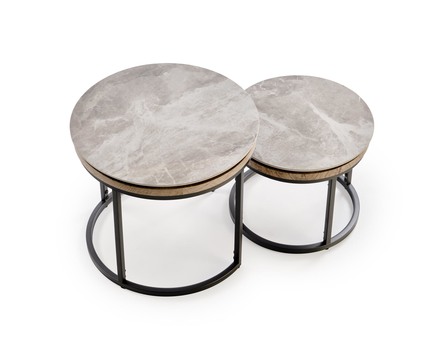 Konferenční stolek Halmar ITAKA sestava konferenčních stolků, popelavá mramor grafit (1p=1szt) (4)