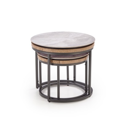 Konferenční stolek Halmar ITAKA sestava konferenčních stolků, popelavá mramor grafit (1p=1szt) (3)