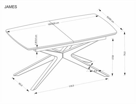 Moderní jídelní stůl s rozkladem Halmar JAMES stůl rozkládací, přírodní černý (2p=1szt) (5)
