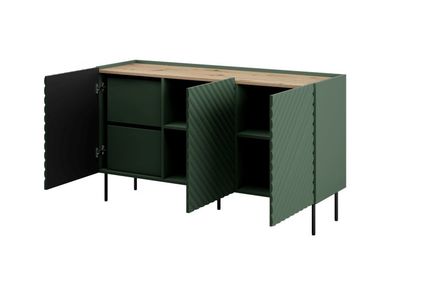 Komoda Halmar ONDA komoda 150 3D2SZ zelená+dub artisan (1)