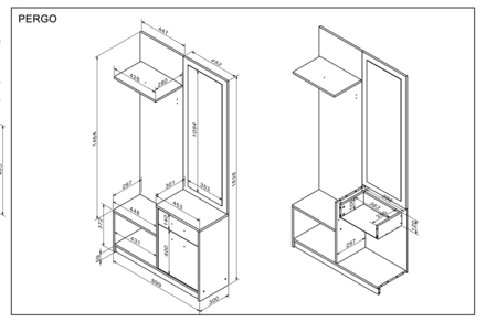 Předsíňová stěna Halmar PERGO předsíň, barva: dub artisan (4p=1szt) (3)