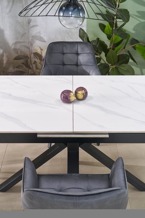 Moderní jídelní stůl s rozkladem Halmar PLATAN stůl rozkládací, bílý mramor černý (2p=1szt) (7)