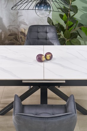 Moderní jídelní stůl s rozkladem Halmar PLATAN stůl rozkládací, bílý mramor černý (2p=1szt) (11)