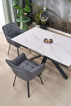 Moderní jídelní stůl s rozkladem Halmar PLATAN stůl rozkládací, bílý mramor černý (2p=1szt) (12)