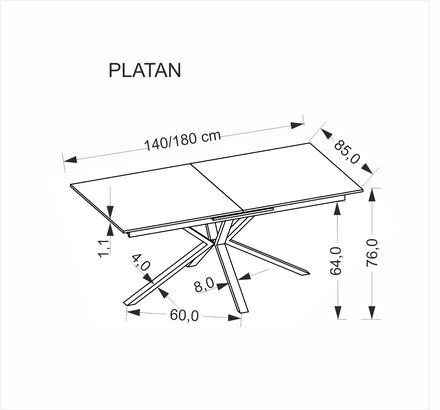 Moderní jídelní stůl s rozkladem Halmar PLATAN stůl rozkládací, bílý mramor černý (2p=1szt)