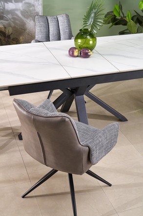 Moderní jídelní stůl s rozkladem Halmar PLATAN stůl rozkládací, bílý mramor černý (2p=1szt) (4)