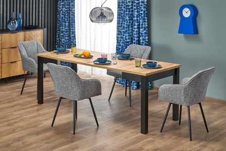 Moderní jídelní stůl s rozkladem Halmar QUBIK stůl rozkládací 80-2008076 cm dub artisančerný (2p=1szt) (12)