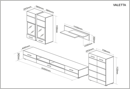 Obývací stěna Halmar VALETTA sestava, barva: kašmír (5p=1szt) (5)