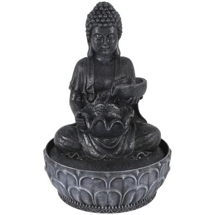 Fontána pokojová Homestyling KO-795202330cern Fontána pokojová s LED osvětlením 29 cm Budha černá