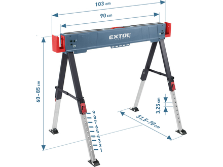 Stavební koza Extol Premium 8859999 koza stavební skládací 1kus, nosnost 550kg, výška 60-85cm (1)