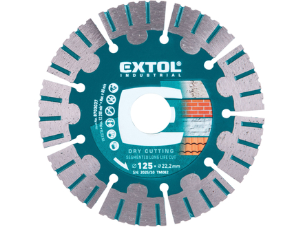 Kotouč řezný diamantový Extol Industrial 8703037 kotouč diamantový řezný segmentový Long Life Cut, suché řezání, O 125x22,2x1,9mm