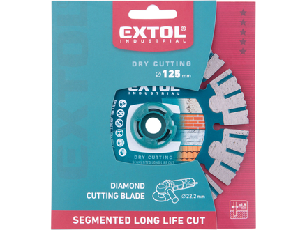 Kotouč řezný diamantový Extol Industrial 8703037 kotouč diamantový řezný segmentový Long Life Cut, suché řezání, O 125x22,2x1,9mm (1)