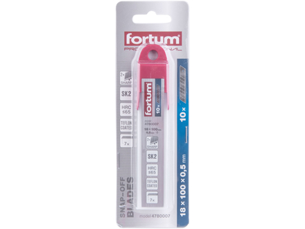 Břity ulamovací Fortum 4780007 břity ulamovací do nože 10ks, 18mm(tl.0,5mm/7s), SK2 (1)