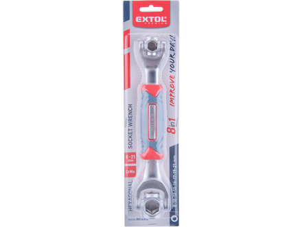 Nástrčný klíč Extol Premium 8816390 klíč nástrčný oboustranný 8v1, 8-21mm, CrMo (1)