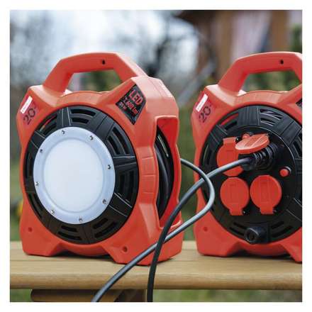 Prodlužovací kabel na bubnu Emos P08420 venk. 20 m / 4 zás. / guma / 230 V / 1,5 mm2 s LED reflektorem (3)