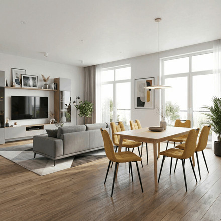 Moderní jídelní židle Autronic Jídelní židle, žlutá, látka, DCL-V2017 YEL2 (1)