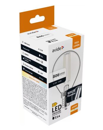 LED žárovka Avide (9570498) Led globe filament 6,5W, E14, 4000K, 806lm (1)