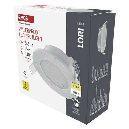 Zápustné svítidlo Emos ZV1163 LED LORI 4,5W 345LM IP65 CCT bílá  (1)