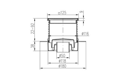 Vpusť podlahová Enpro Vpusť podlahová spodní D 50 mm, límec, nerez mřížka SUN, bílá (1)