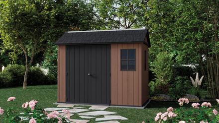 Zahradní domek Keter Newton Plus wide 9x7,5 hnědý, s podlahou (2)