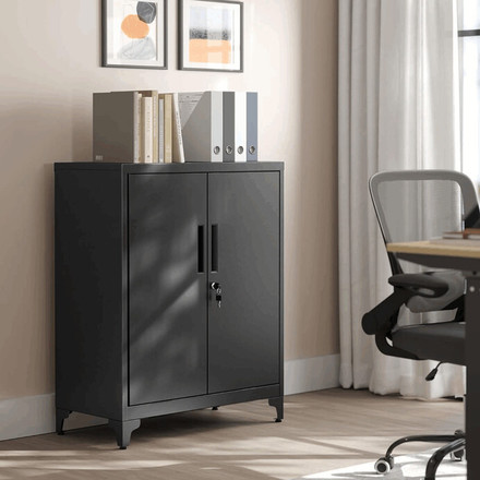 Komoda Autronic 80x40x90cm, kov, černá, AUS-E1113 BK (1)