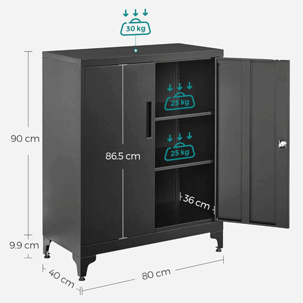 Komoda Autronic 80x40x90cm, kov, černá, AUS-E1113 BK (5)