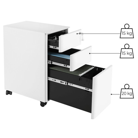 Kancelářský kontejner Autronic 30x46x59cm, kov, bílá, AUK-E1130 WT (5)