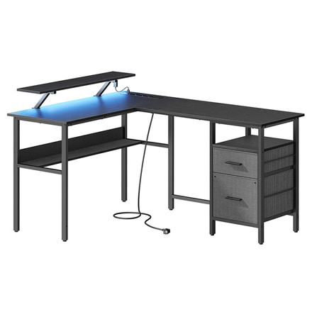 Počítačový stůl Autronic 150x120cm, mdf, černá, APC-E1395 BK