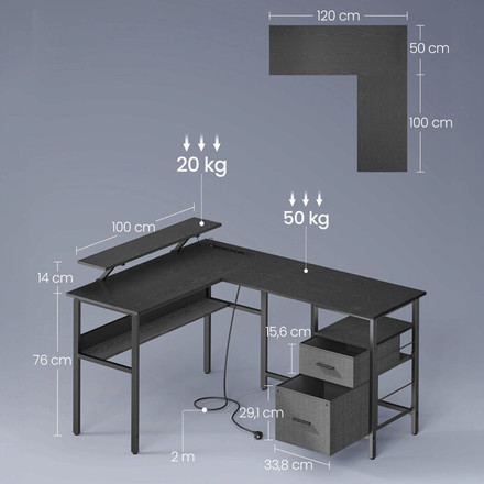 Počítačový stůl Autronic 150x120cm, mdf, černá, APC-E1395 BK (4)
