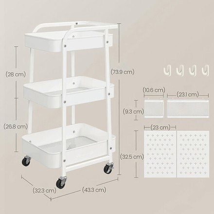 Pojízdný úložný vozík Autronic bílá, APV-E1037 WT (5)